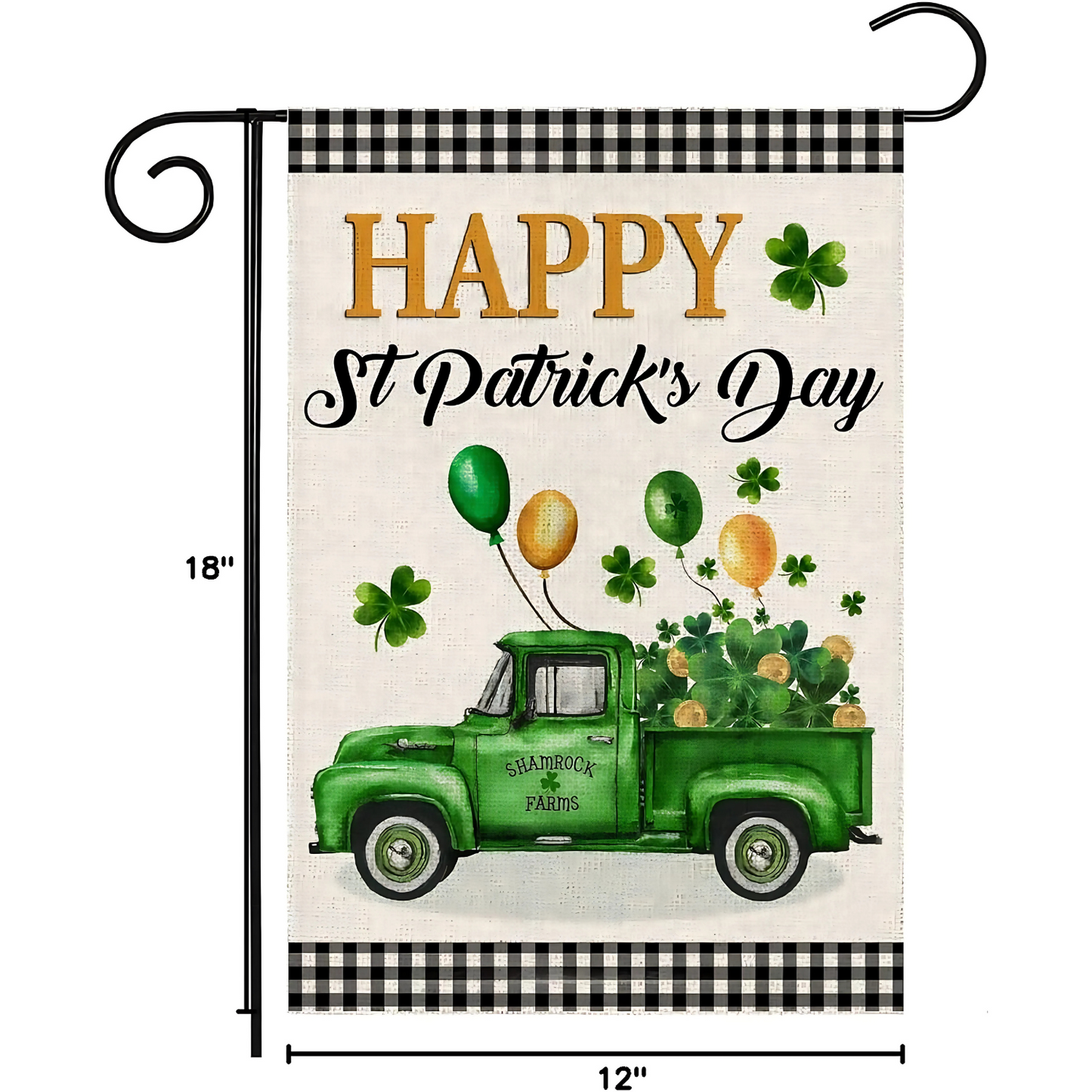 St Patricks Day Garden Vintage Truck Design Flag