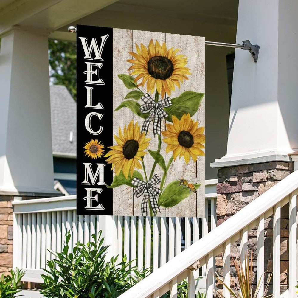 Cheerful Welcome House Flag For Inviting Home Decor