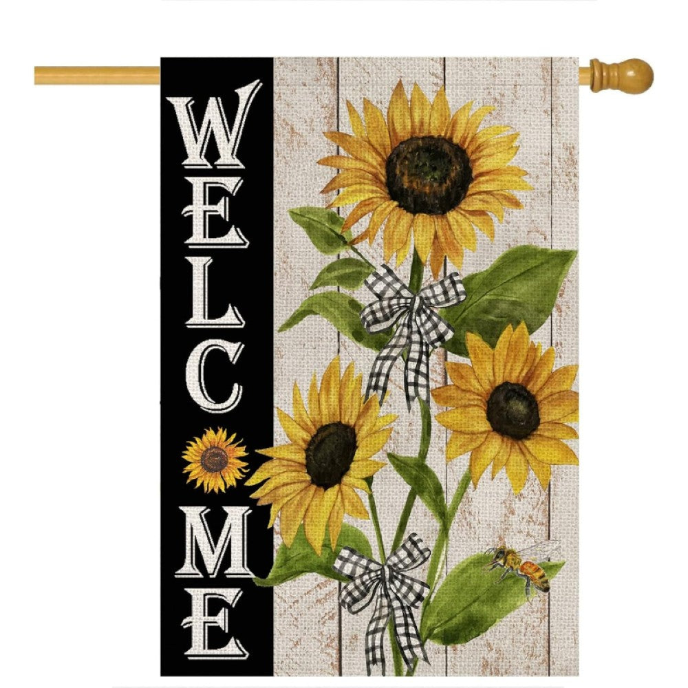 Cheerful Welcome House Flag For Inviting Home Decor