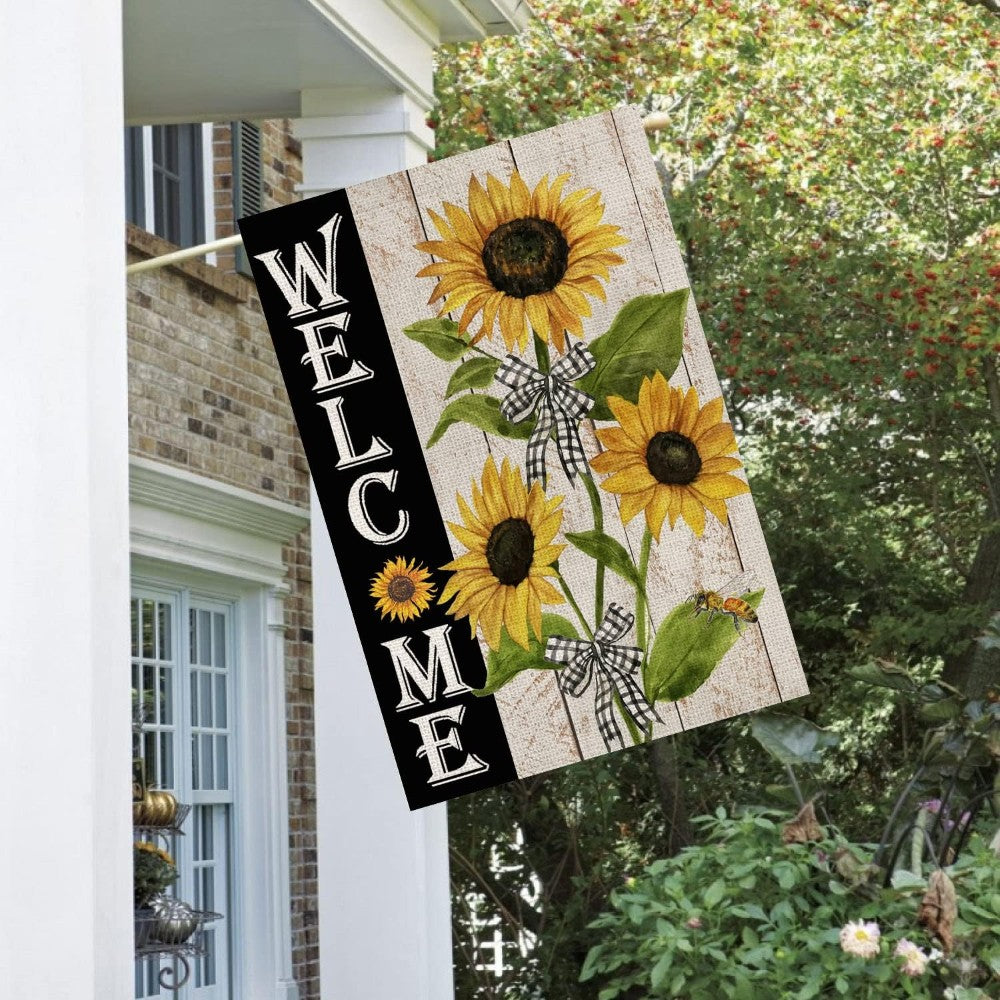 Cheerful Welcome House Flag For Inviting Home Decor