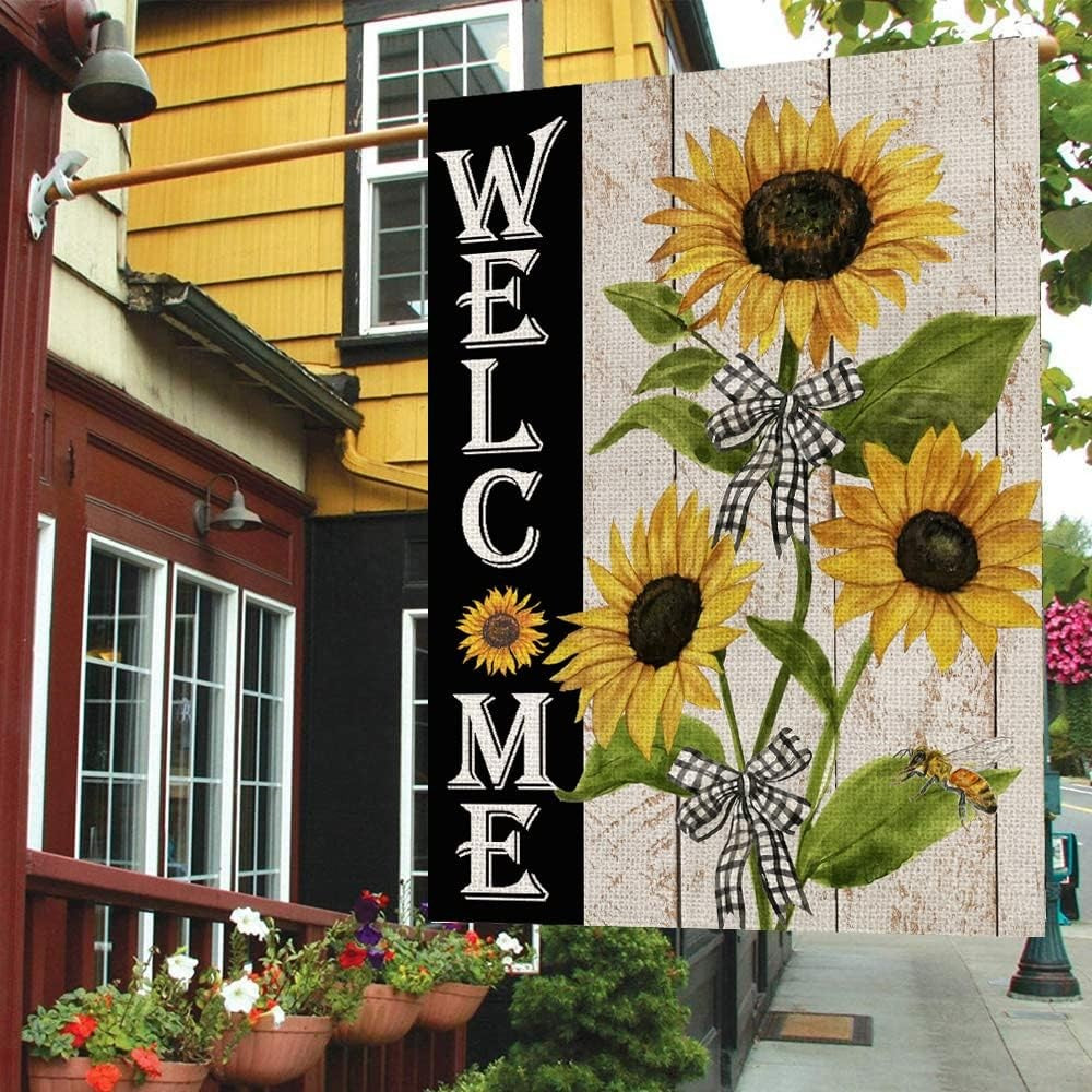 Cheerful Welcome House Flag For Inviting Home Decor