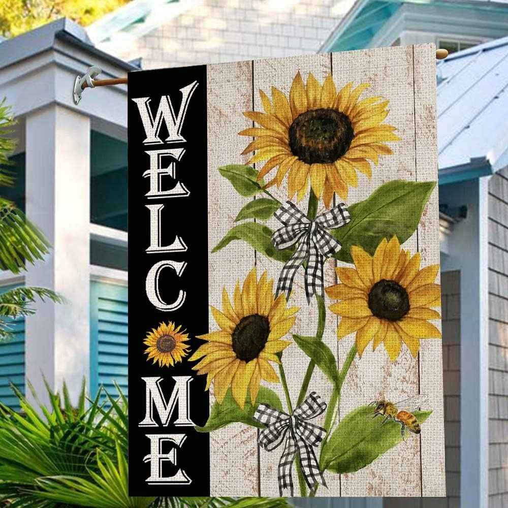 Cheerful Welcome House Flag For Inviting Home Decor