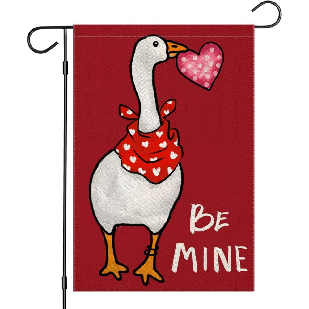 Printed Funny Goose Valentine Day Garden Flag