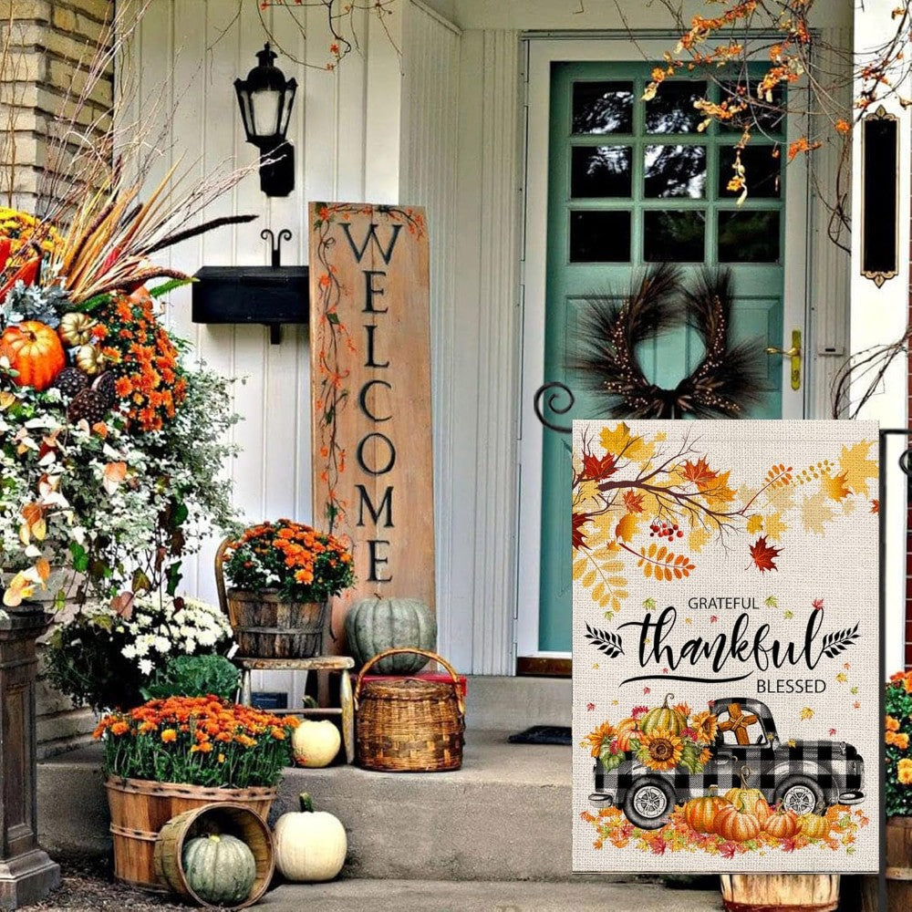 Grateful Blessed Printed Garden Flag