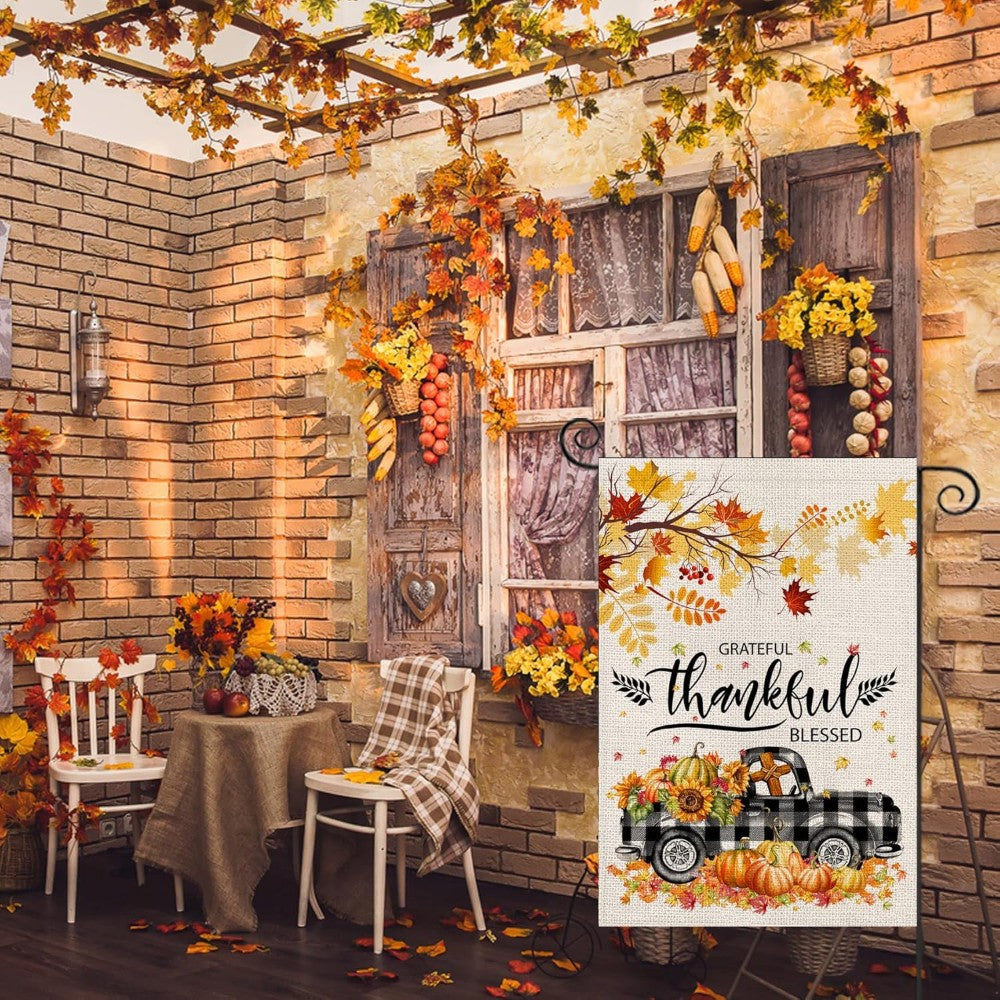 Grateful Blessed Printed Garden Flag