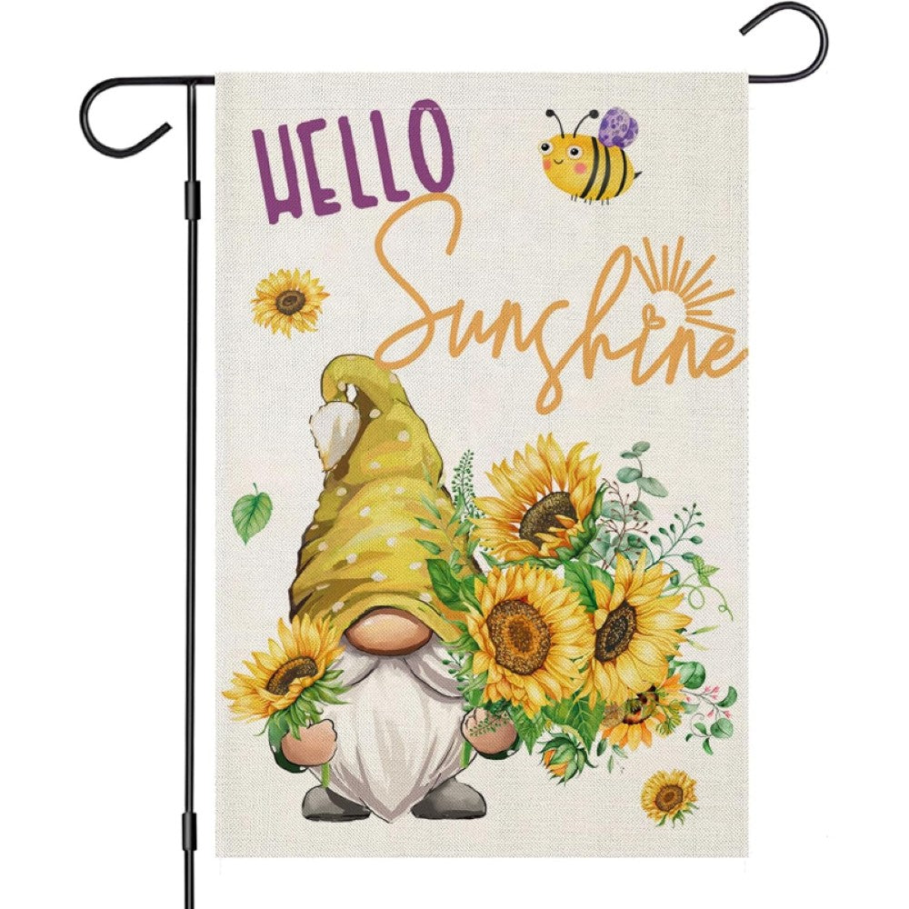 Sunshine Gnome Printed Garden Flag