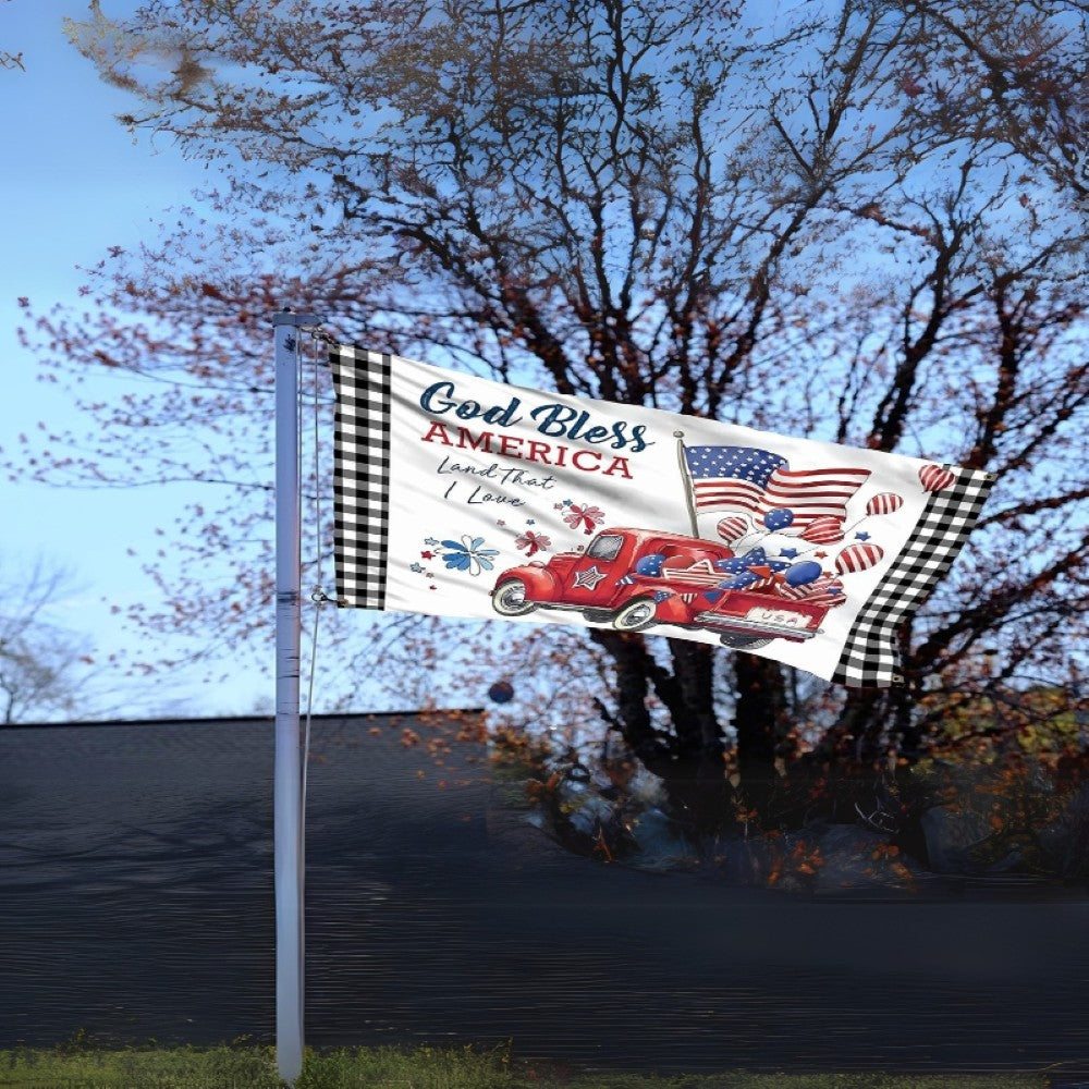 Patriotic American Truck Printed 4th Of July Flag