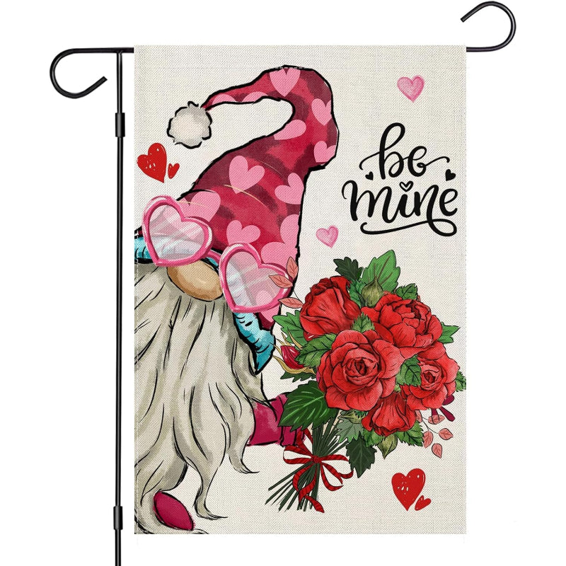 Snowman Happy Valentines Day Garden Flag