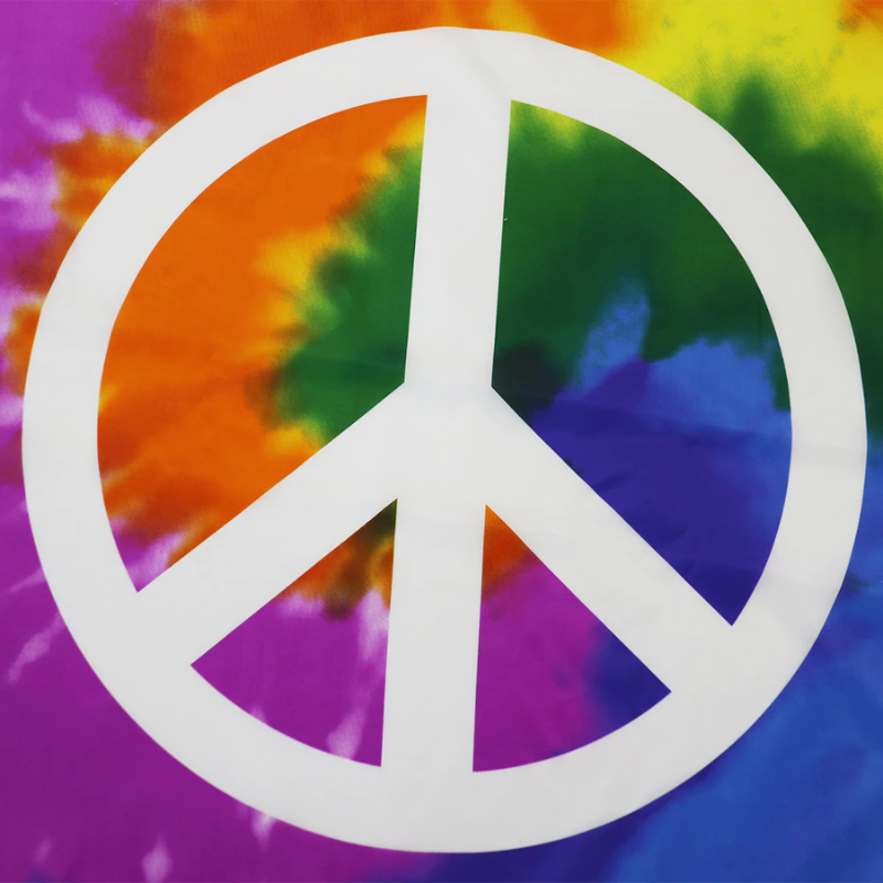 Tie Dye Peace Sign Flag, Colorful Patterns, Peace Symbol, UV and Fade Proof, Polyester 90x150cm