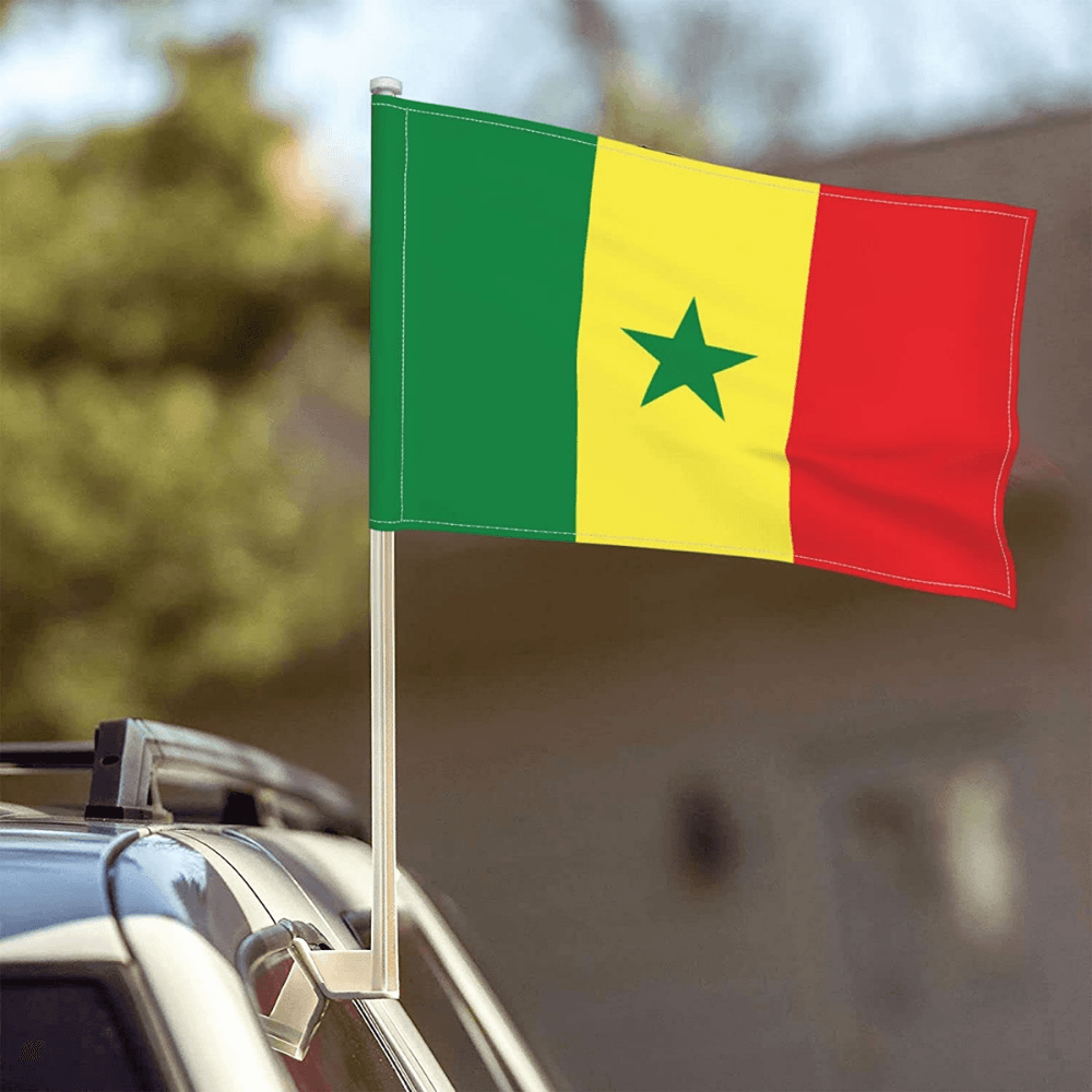 Senegal Flag Car Mount Accessory For Weather-Resistant Outdoor Display
