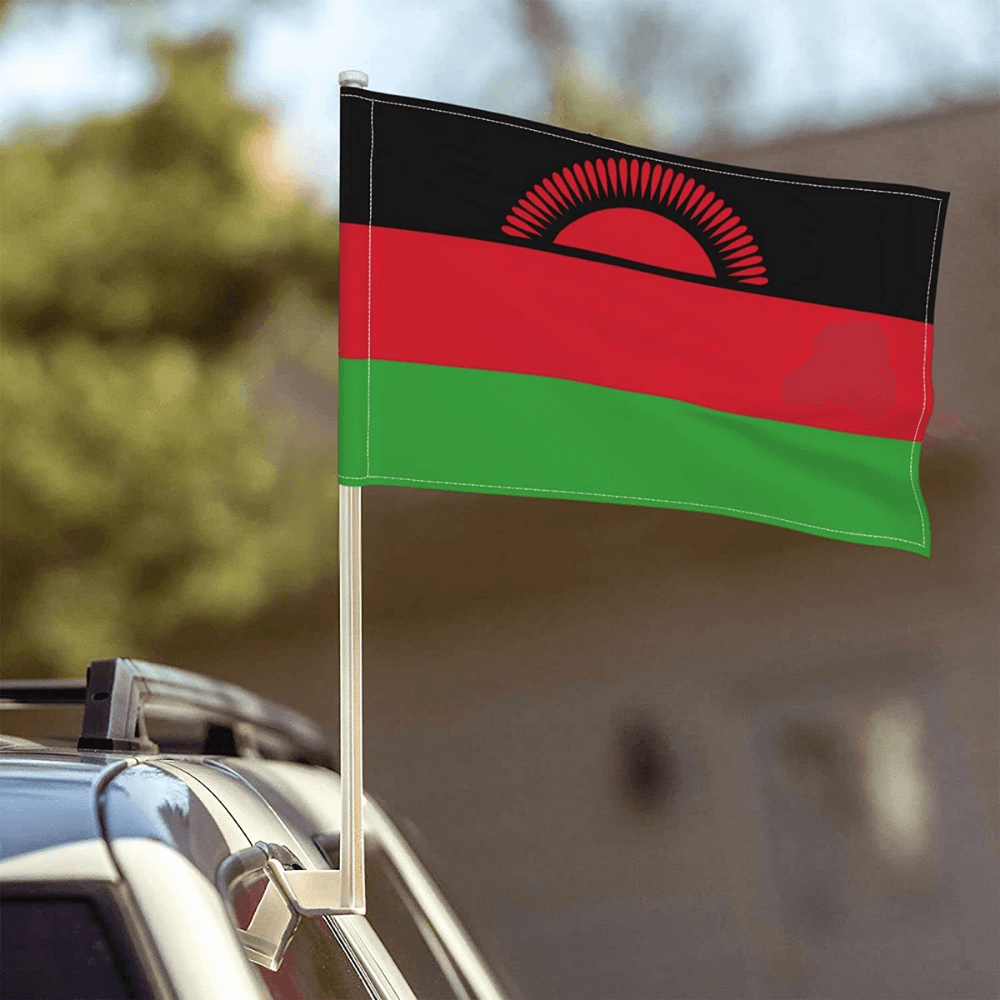 Malawi Car Window Mounted Flag For Car Decor And Aesthetics