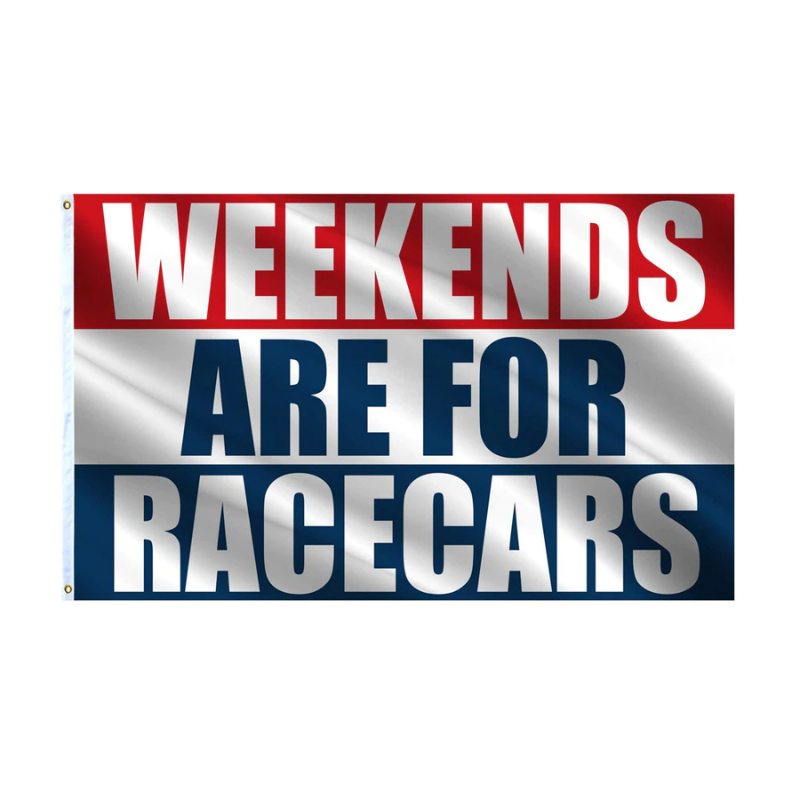 Weekends are for Race Cars Flag, Automobile Car Vivid Colors Racing Flags, Polyester 90X150cm