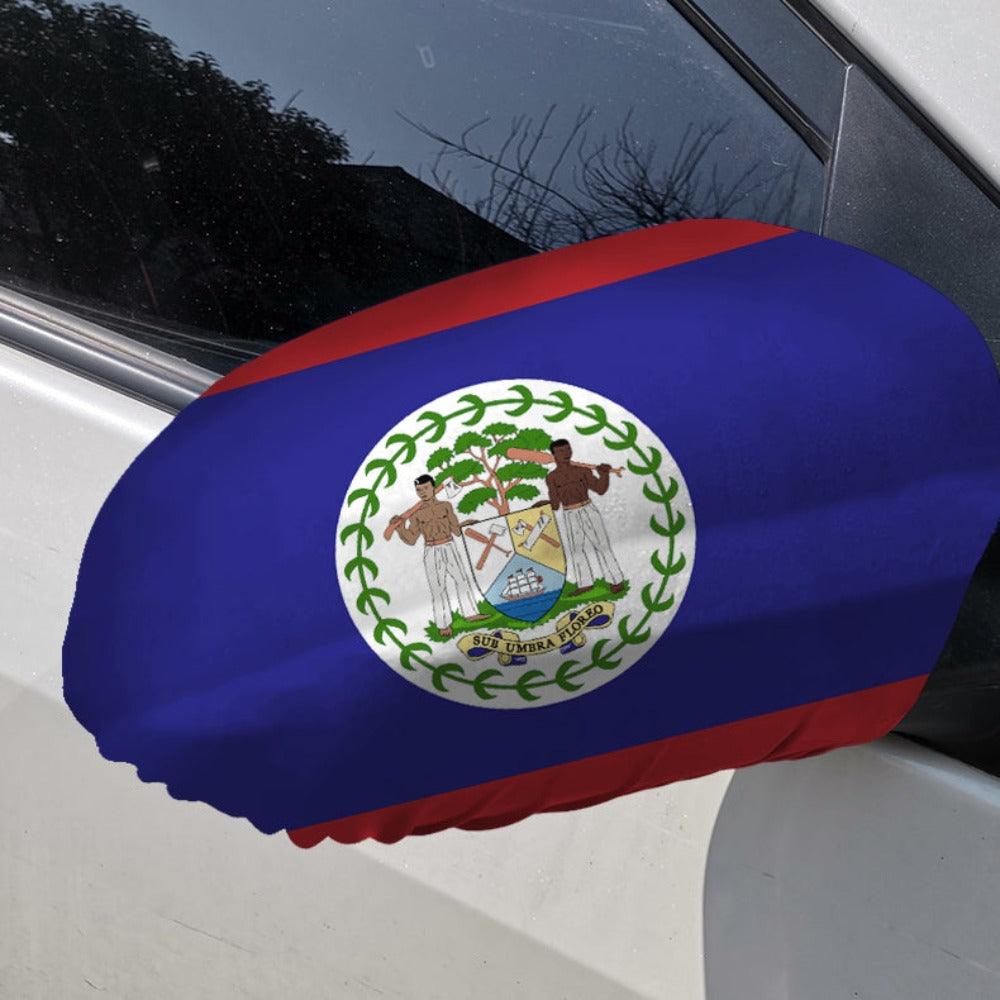 Belize Car Side Mirror Flag Stretch-Fit Polyester Mirror Covers