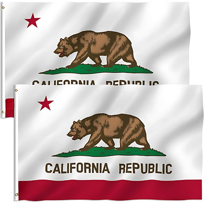 California State Flag With Grizzly Bear And Red Star