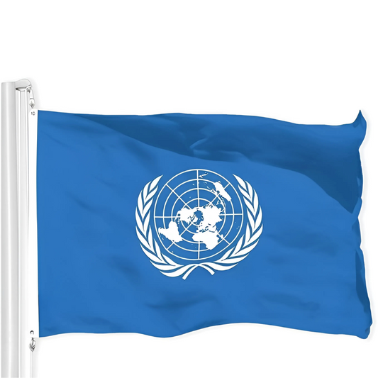 United Nations Emblem Flag With Secure Grommets