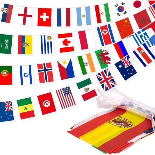 International Flags Banner With 100 Country Flags