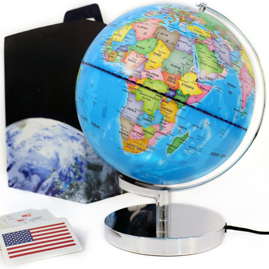 Geography Learning Globe With LED Light And Country Flashcards