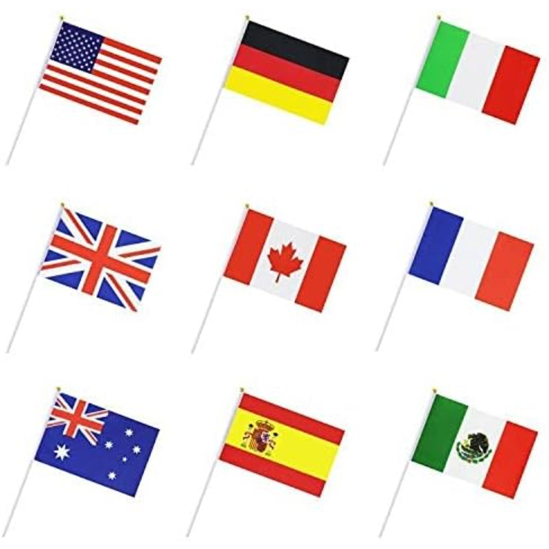 100 Countries International Mini Handheld Flags Set