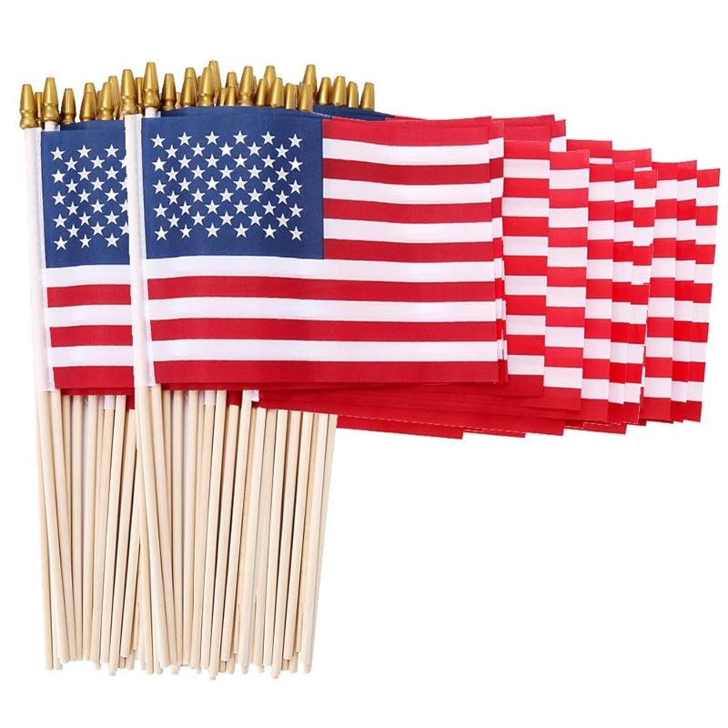 12 Pcs 8x12 Inch American Flags On Stick