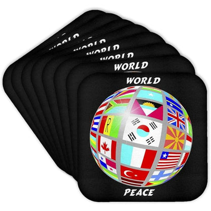 8 Pc Vibrant World Peace Coasters – Durable and Decorative Coasters