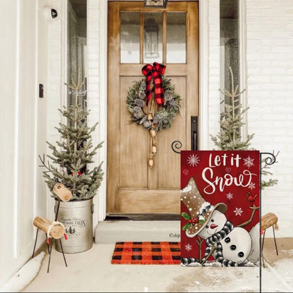 Decorative Christmas Snowman Printed Garden Flag