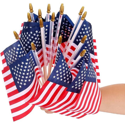 12 Pcs 8x12 Inch American Flags On Stick