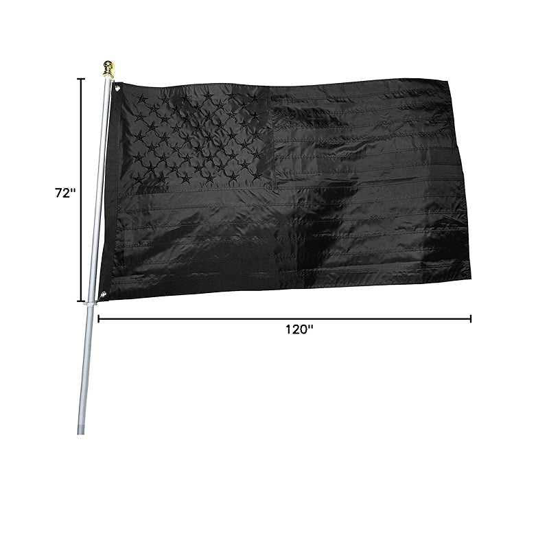 Black American Flag 3x5 Ft Heavy Duty Nylon With Embroidered Stars