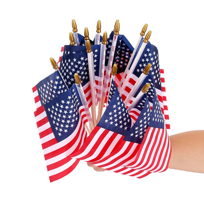 12 Pcs 8x12 Inch American Flags On Stick