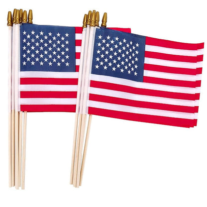 12 Pcs 8x12 Inch American Flags On Stick