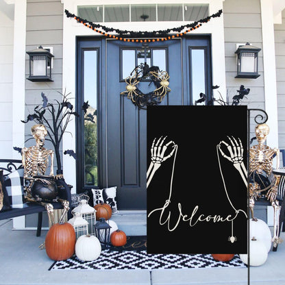 Halloween Themed Welcome Sign Flag