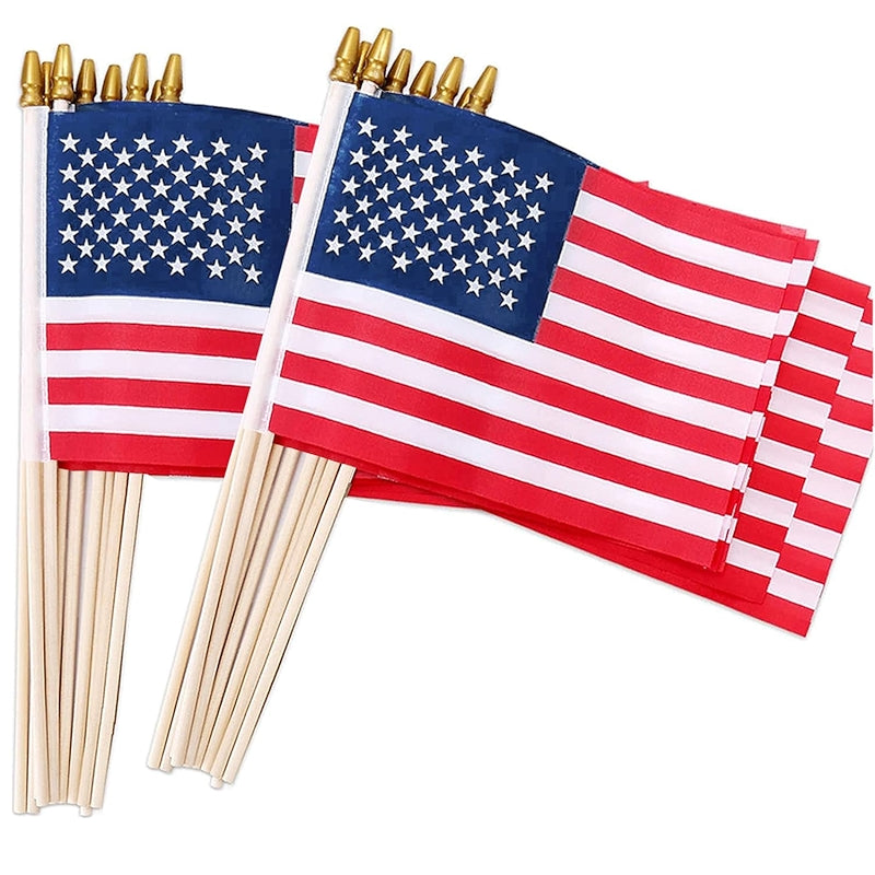 12 Pcs 8x12 Inch American Flags On Stick