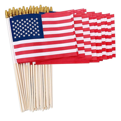 12 Pcs 8x12 Inch American Flags On Stick