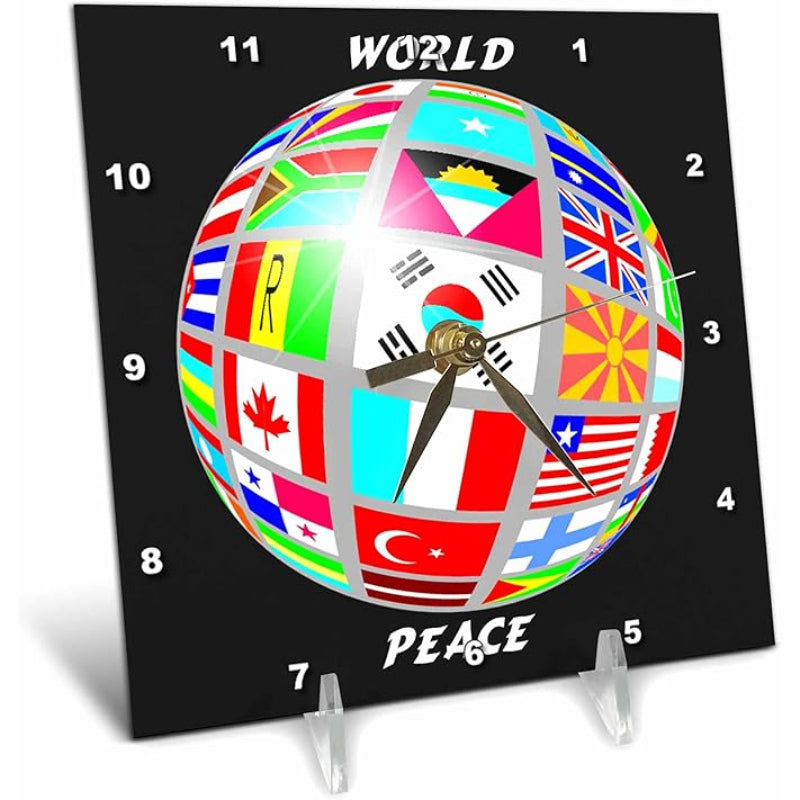 World Flag Analog Clock -  International Flags Design