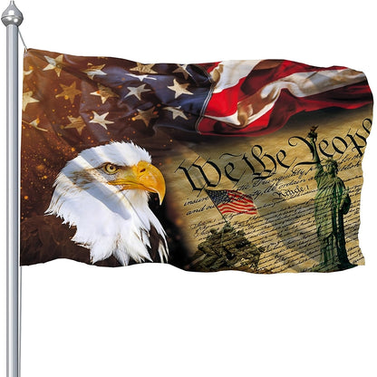 Rustic Constitution Flag 3x5 Ft Double Printed Patriotic Banner