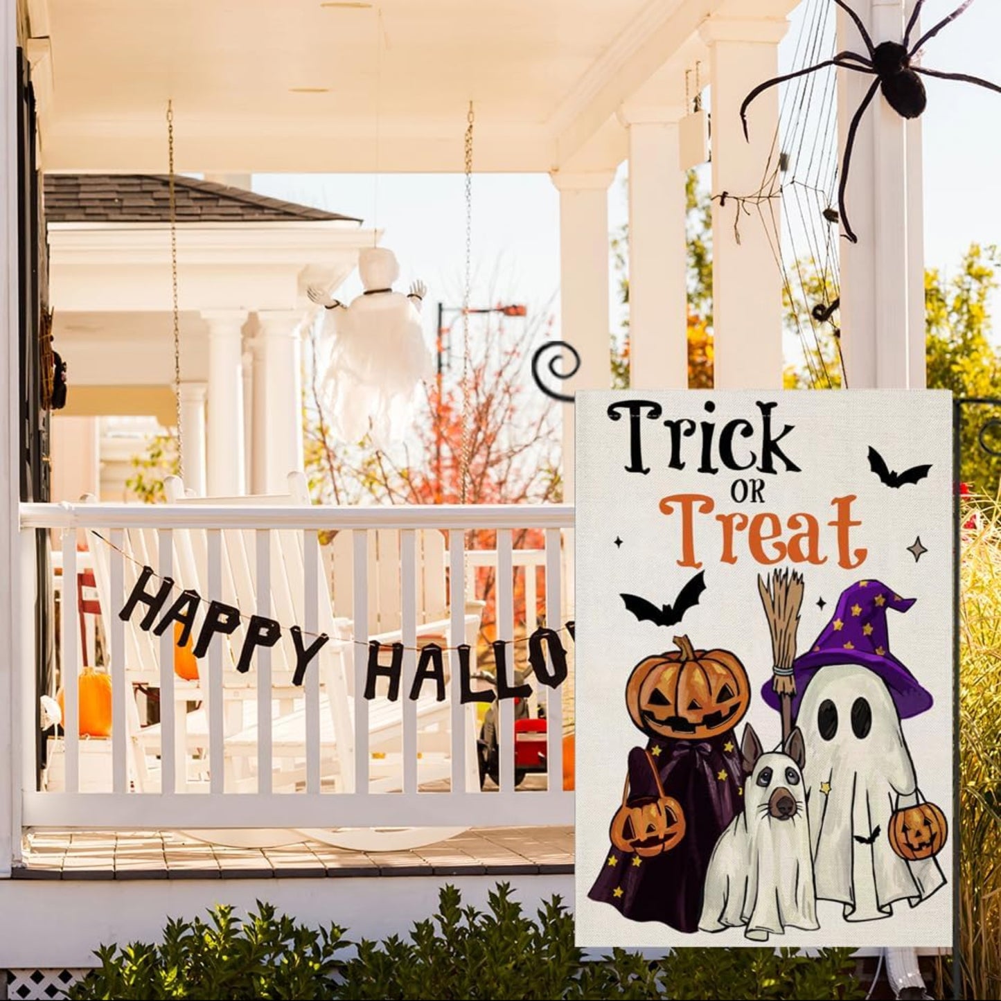 Trick Or Treat Sign Printed Halloween Garden Flag