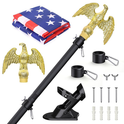 Flag Pole Kit With USA Flag Heavy Duty Tangle Free Design