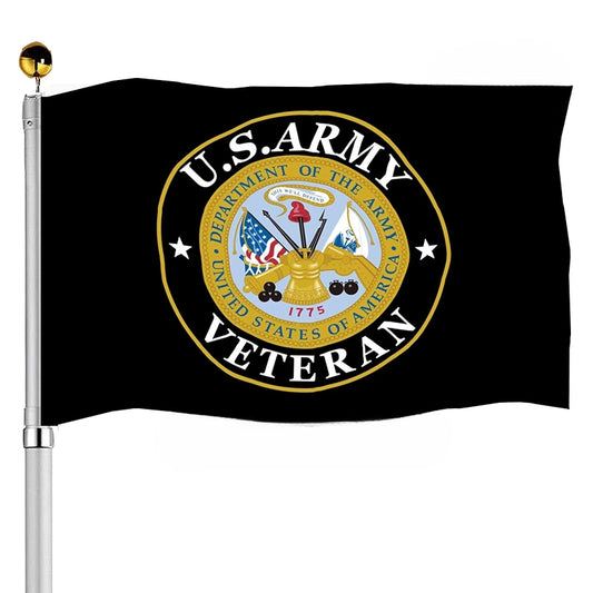 Army Veteran Emblem Flag Double Sided Heavy Duty Outdoor