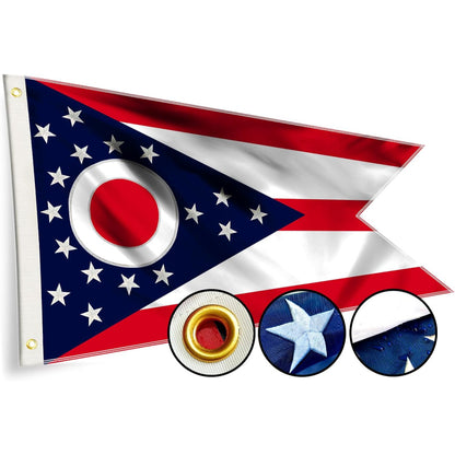 Double Sided Embroidered Ohio State Flag City