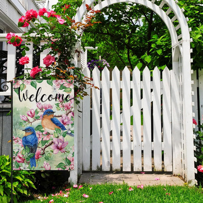 Flower And Birds Designed Decorative Welcome Sign