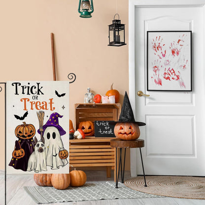 Trick Or Treat Sign Printed Halloween Garden Flag