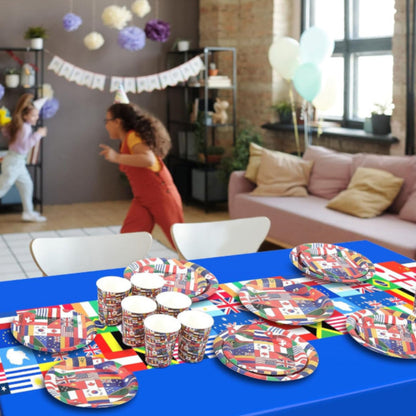 162 Pc World Flags Printed Party Tableware Set