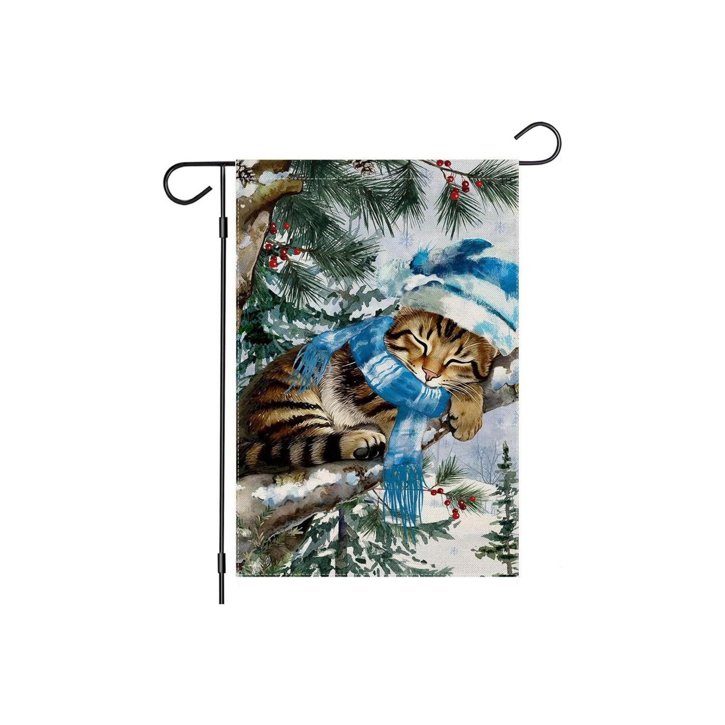 Winter Cat Printed Flag For Outdoor Decoration