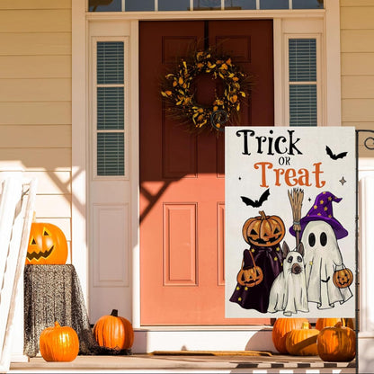 Trick Or Treat Sign Printed Halloween Garden Flag