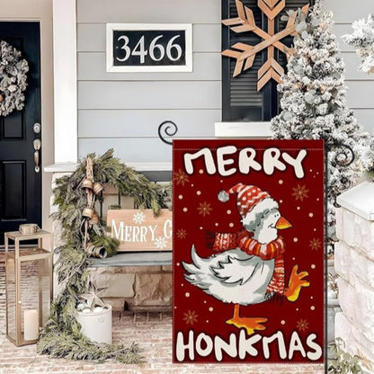 Christmas Goose Printed Garden Flag For Holiday Decoration