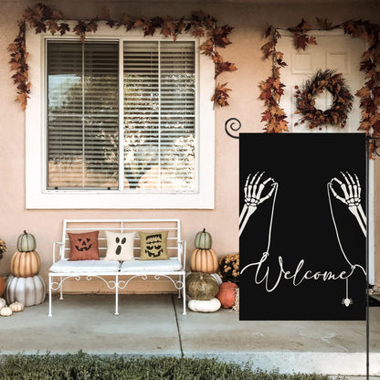 Halloween Themed Welcome Sign Flag