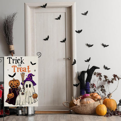 Trick Or Treat Sign Printed Halloween Garden Flag