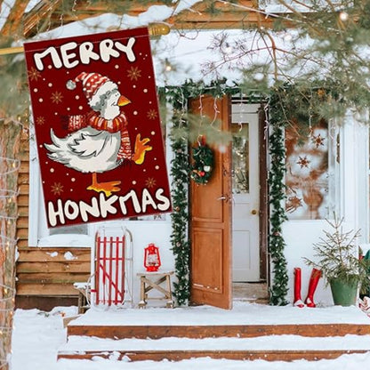 Christmas Goose Printed Garden Flag For Holiday Decoration