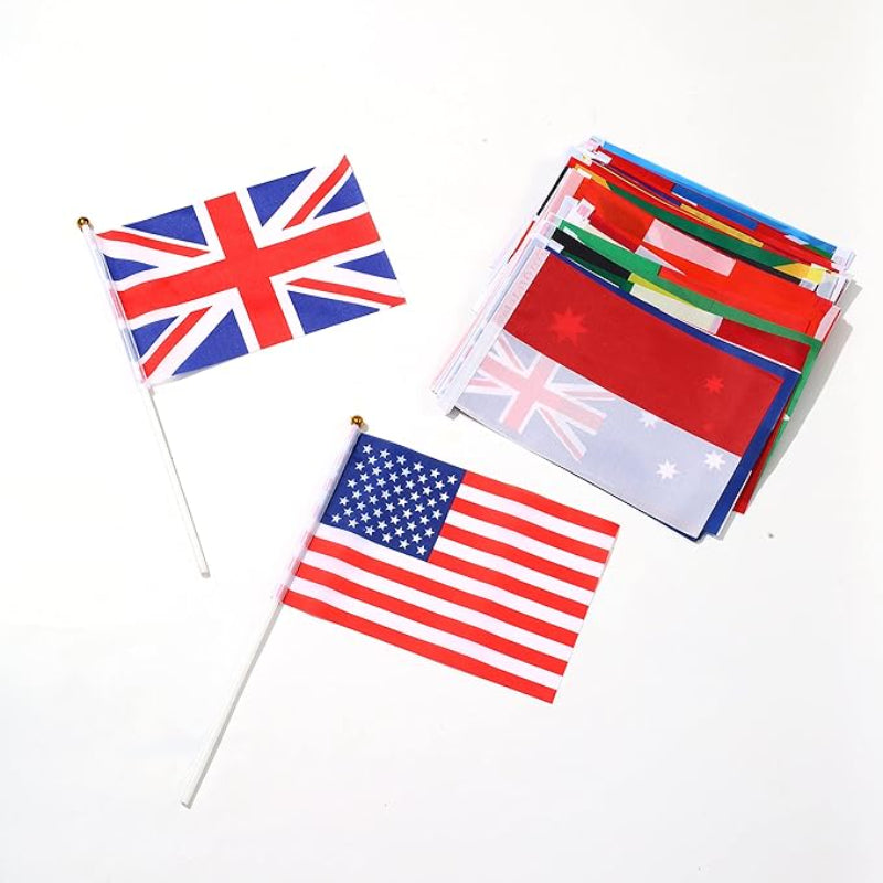 100 Countries International Mini Handheld Flags Set