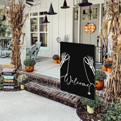 Halloween Themed Welcome Sign Flag
