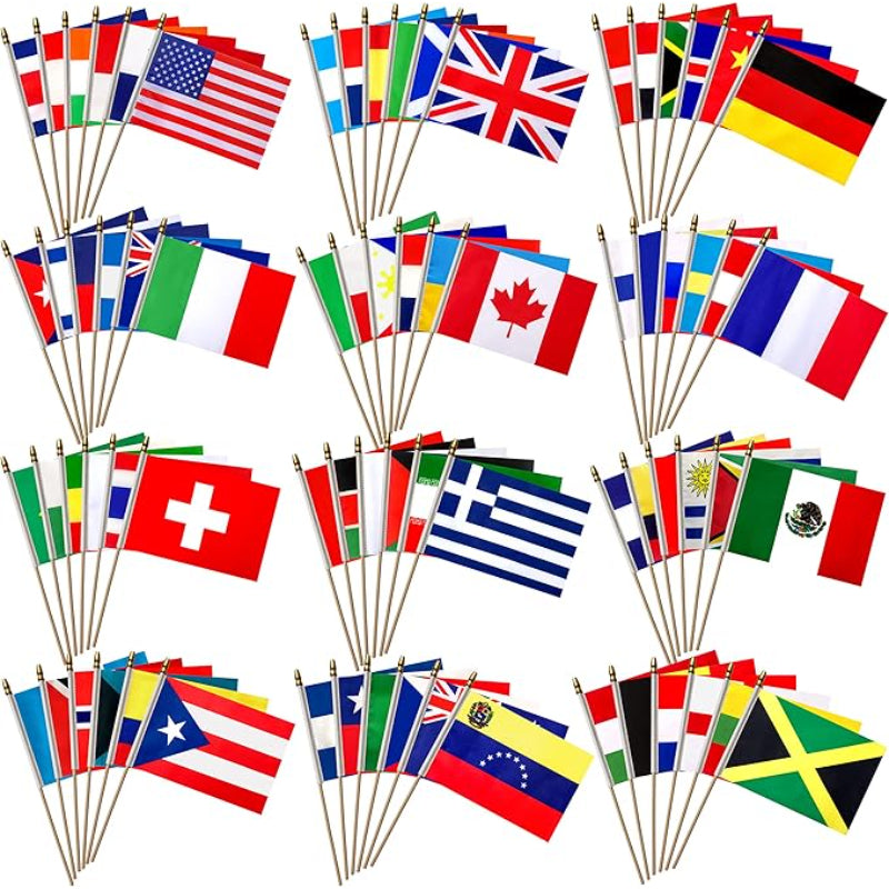 100 Pack International Handheld Flags – Ideal for Event and Festivals